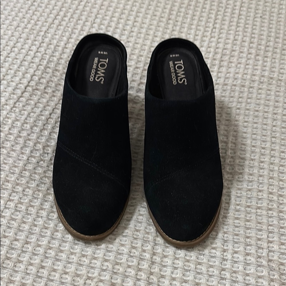 TOMS Evelyn Black Heeled Mules